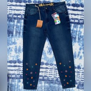 NWT Desigual Designer Embellished Jeans USA Size 9